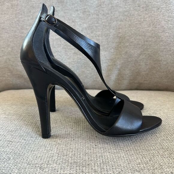 Sigerson Morrison Phoebe T Strap Heeled Sandals Stilettos Black Size 9.5 US - Picture 1 of 7